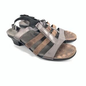 SAS Allegro Tri-Color Metallic Leather Low Heel Strappy Sandals 9 N Womens Black